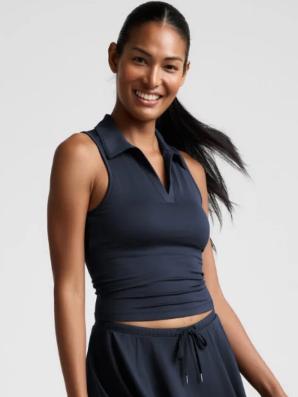 Beyond Yoga Sport Active Polo Tank Nocturnal Navy NWT